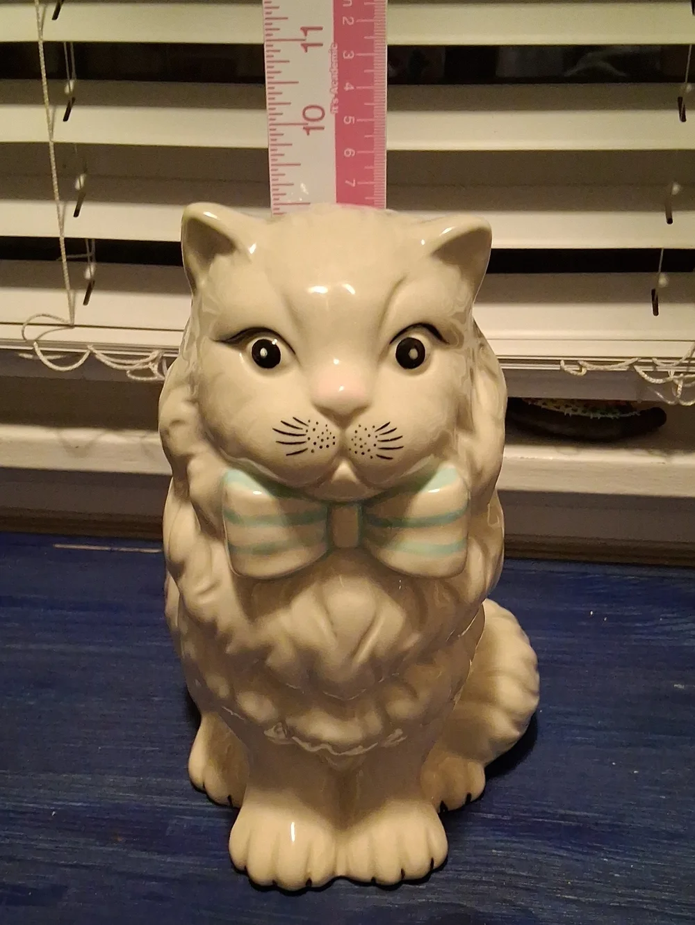 Ceramic White Cat Planter with Pastel Bow